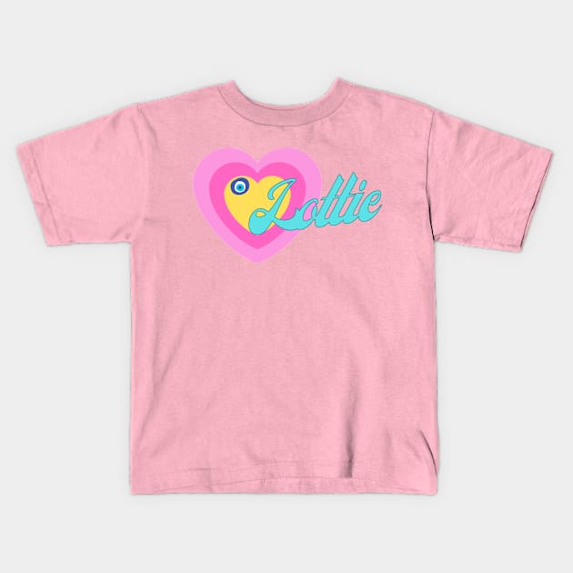 Lottie in Colorful Heart Illustration Kids T-Shirt by jetartdesign